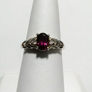 Rhodolite Garnet and Diamond Ring